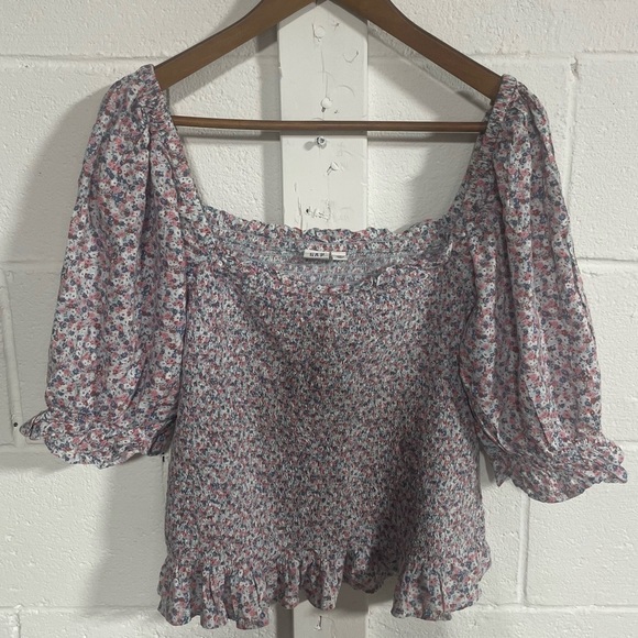 Gap Floral Print Ruched Square-Neck Top Sz XL - Picture 2 of 5